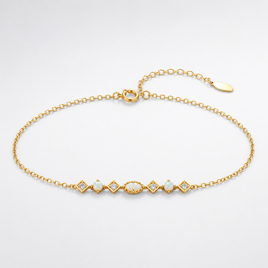 Dainty Opal Bracelet Libra Birthstone Gift 