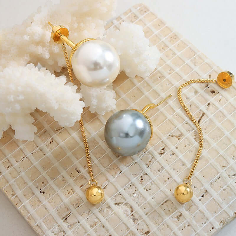 Dainty Pearl Tassel Dangle Earrings 