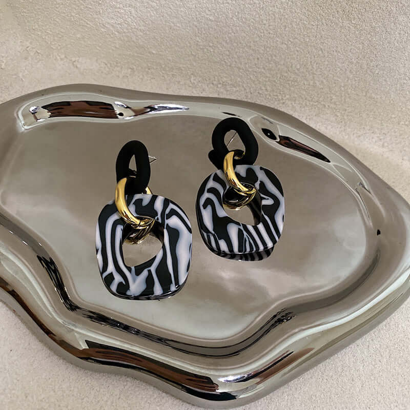 Dazzling Zebra Stripes Drop Earrings