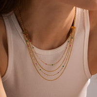 Delicate Gold Multi Strand Beads Necklace