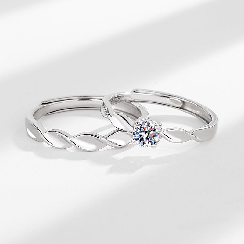 Silver Twist Couple Band Rings