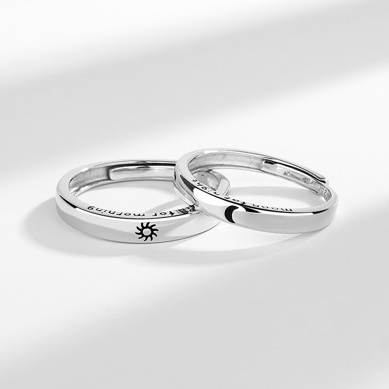 Sun and Moon Silver Couple's Ring