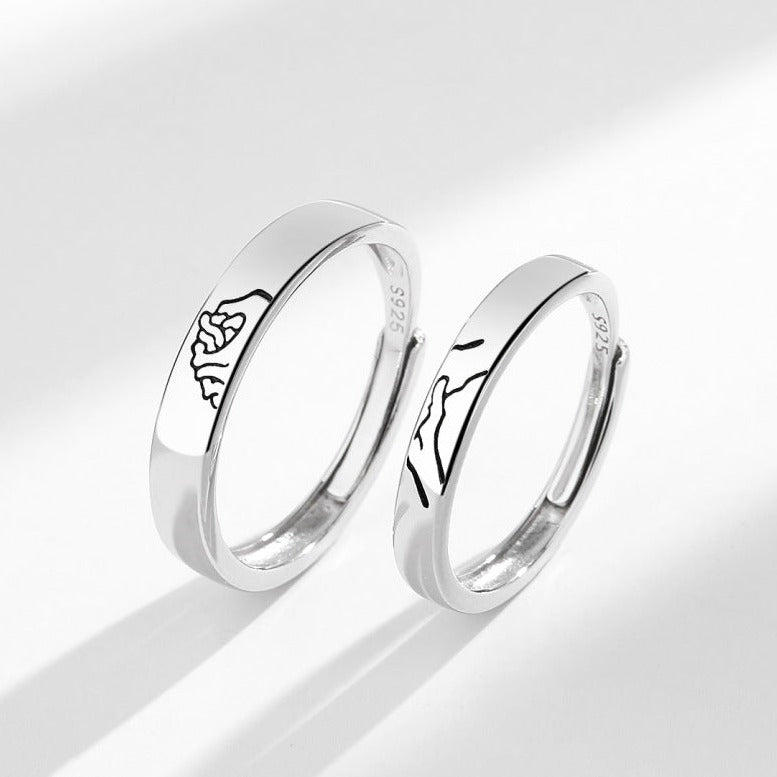 Holding Hands Silver Ring Valentine Gift