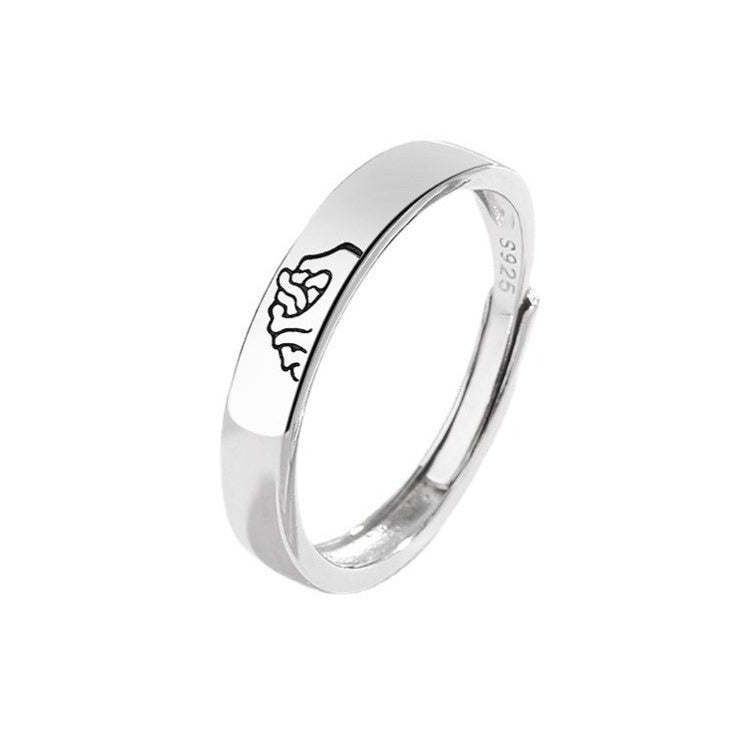 Holding Hands Silver Ring Valentine Gift
