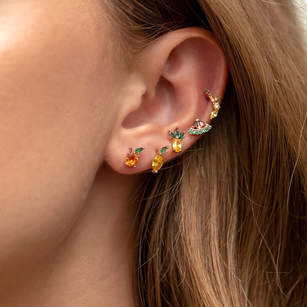 cartilage earrings, piercing jewelry, cartilage piercing, body jewelry, helix piercing, helix earrings, tragus piercing, fruit earrings