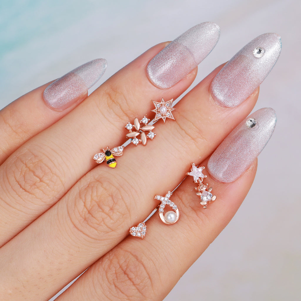 20G Cartilage Pearl Dangle Daith Conch Barbell Earrings | EGD0094