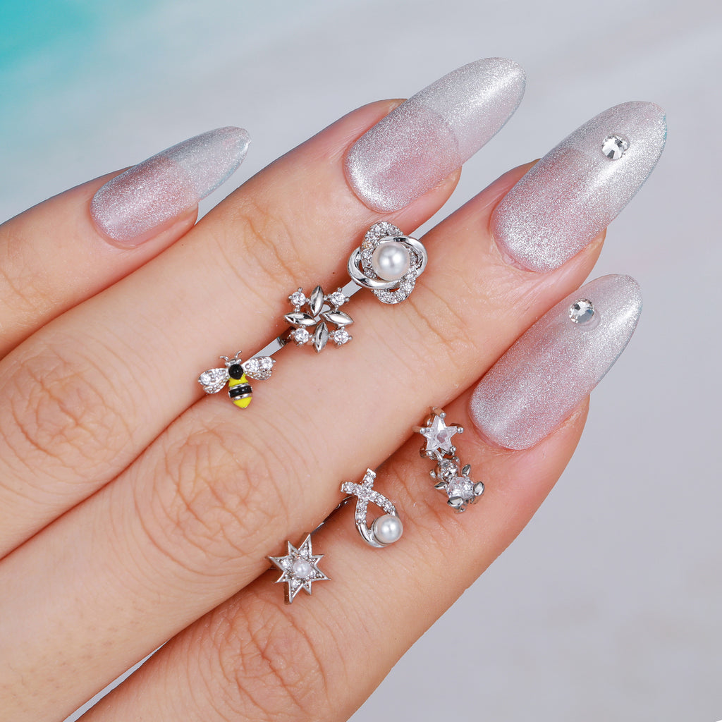 20G Cartilage Pearl Dangle Daith Conch Barbell Earrings | EGD0094