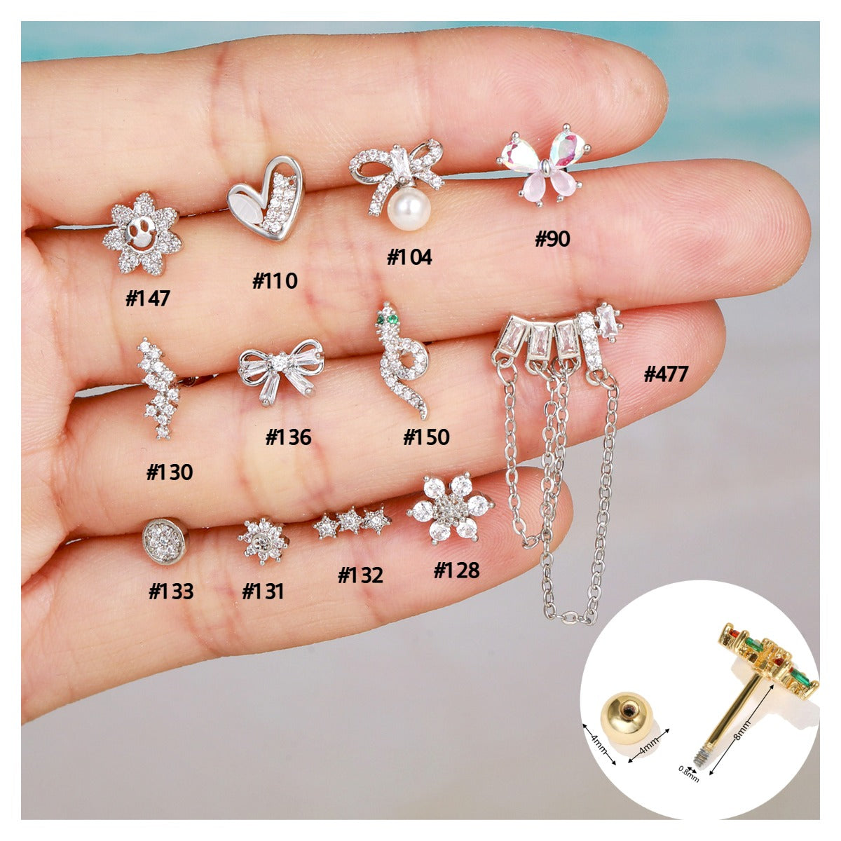 cartilage earrings, piercing jewelry, cartilage piercing, body jewelry, helix piercing, helix earrings, tragus piercing, flower earrings