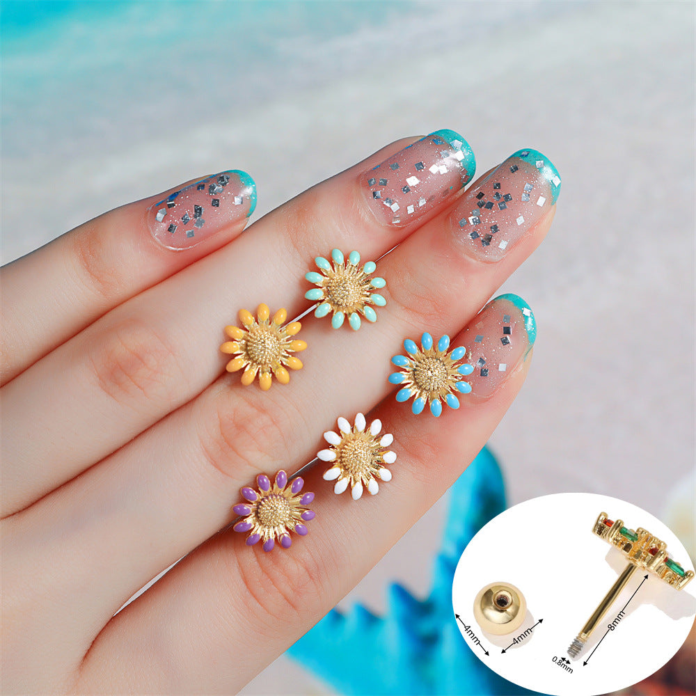 20G Sunflower Cartilage Stud Earrings