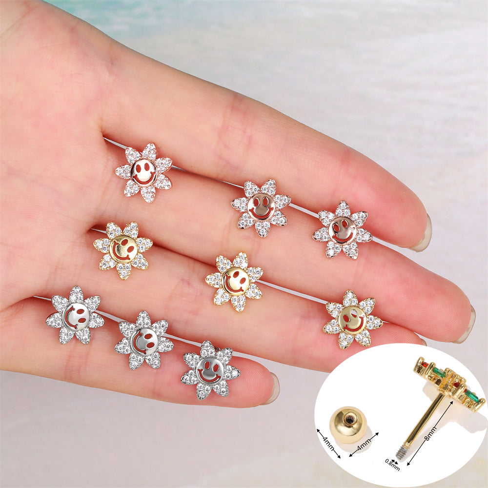 20G Smiley Sunflower Conch Daith Earring