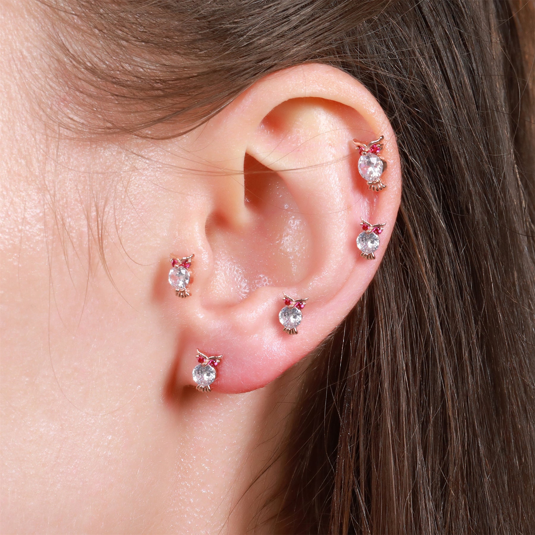 20G Tiny Cartilage Owl Stud Piercing
