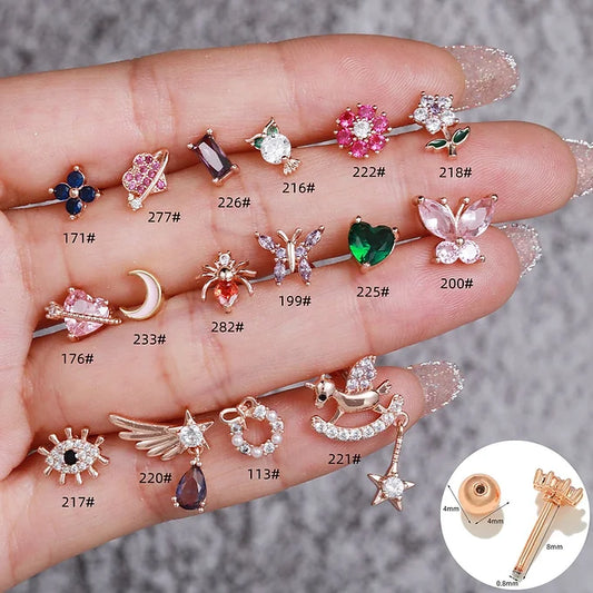 cartilage earrings, piercing jewelry, cartilage piercing, body jewelry, helix piercing, helix earrings, tragus piercing, flower earrings, cute earrings