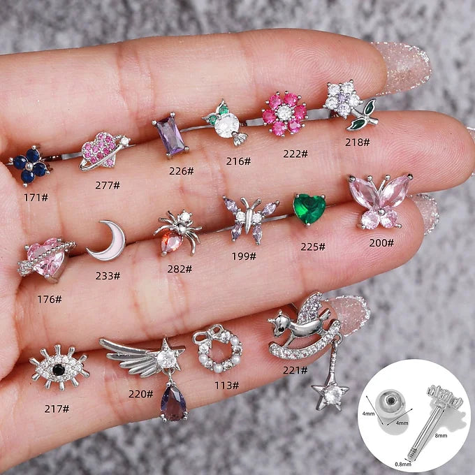 cartilage earrings, piercing jewelry, cartilage piercing, body jewelry, helix piercing, helix earrings, tragus piercing, flower earrings, cute earrings