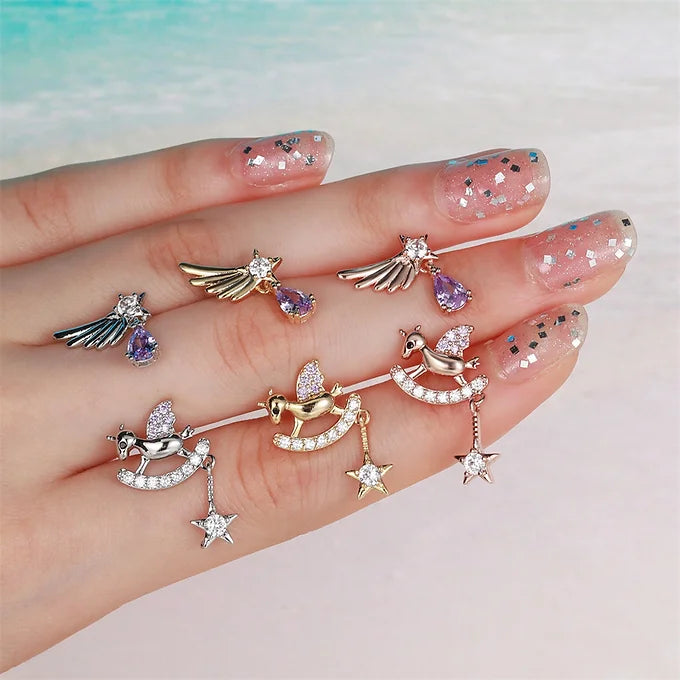 20 Gauge angel wing and unicorn cartilage piercing stud