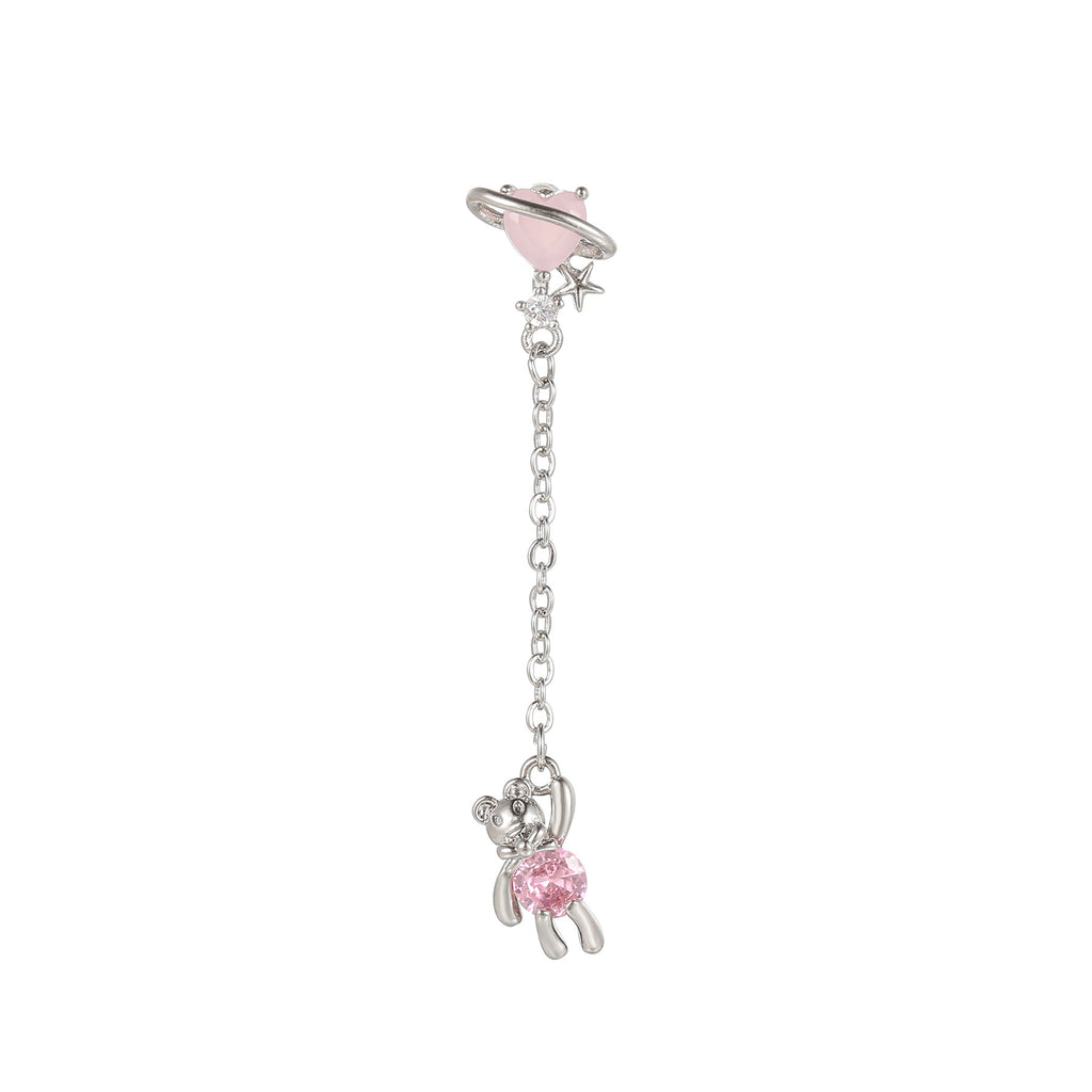 20G Teddy Heart Dangle Chain Conch Piercing 
