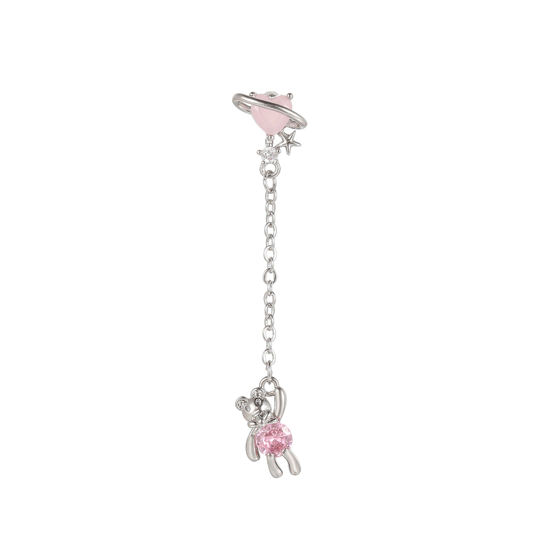20G Teddy Heart Dangle Chain Conch Piercing 