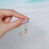 20G Teddy Heart Dangle Chain Conch Piercing 