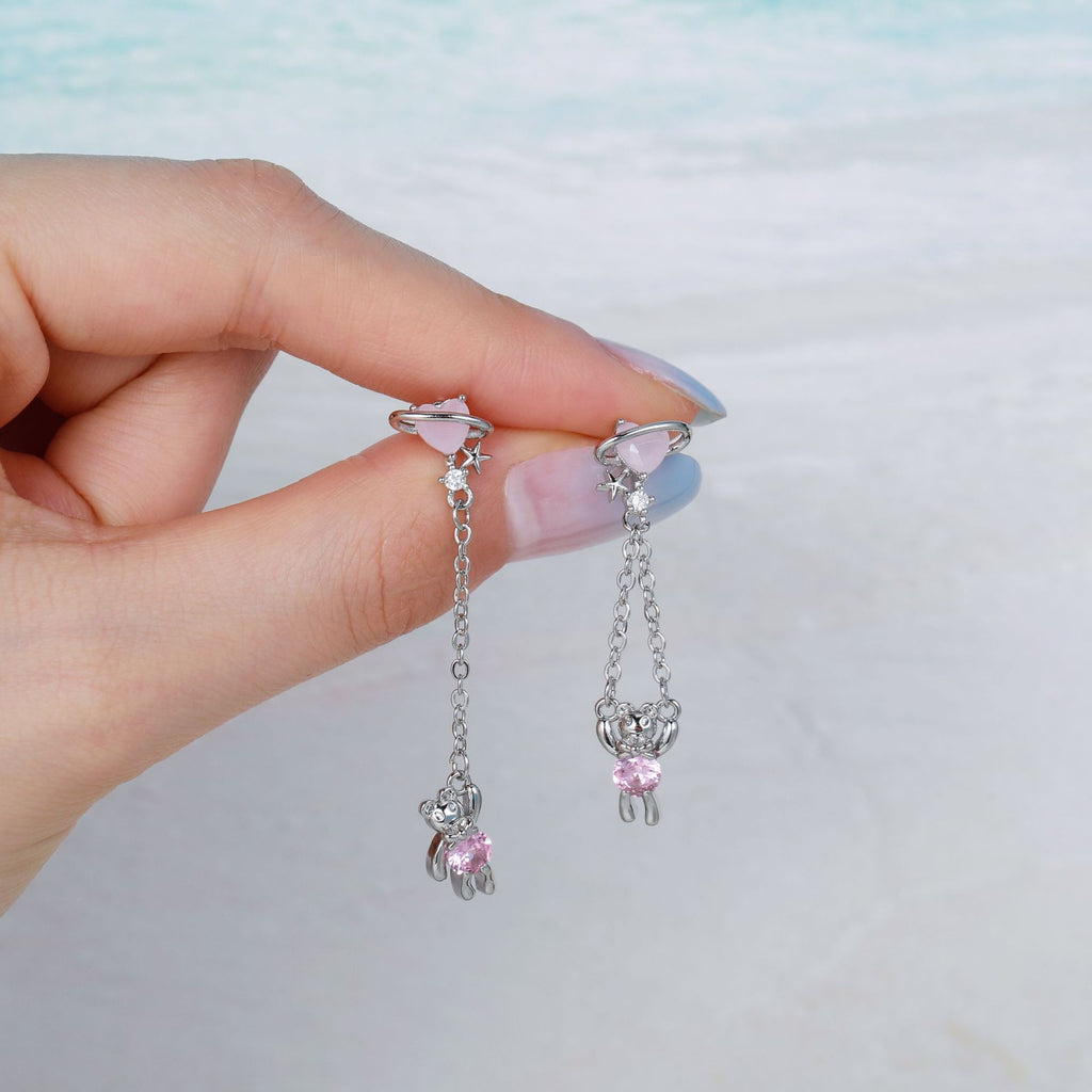 20G Teddy Heart Dangle Chain Conch Piercing 