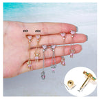 20G Teddy Heart Dangle Chain Conch Piercing 