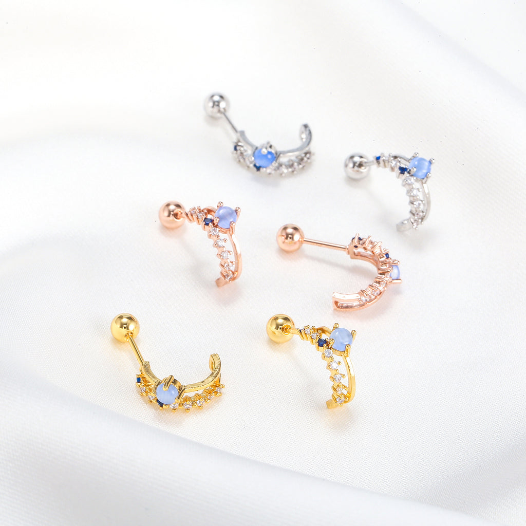 20G Star Emoji Conch Double Piercing Earrings