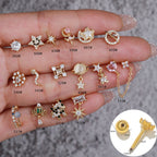 20G Star Emoji Conch Double Piercing Earrings