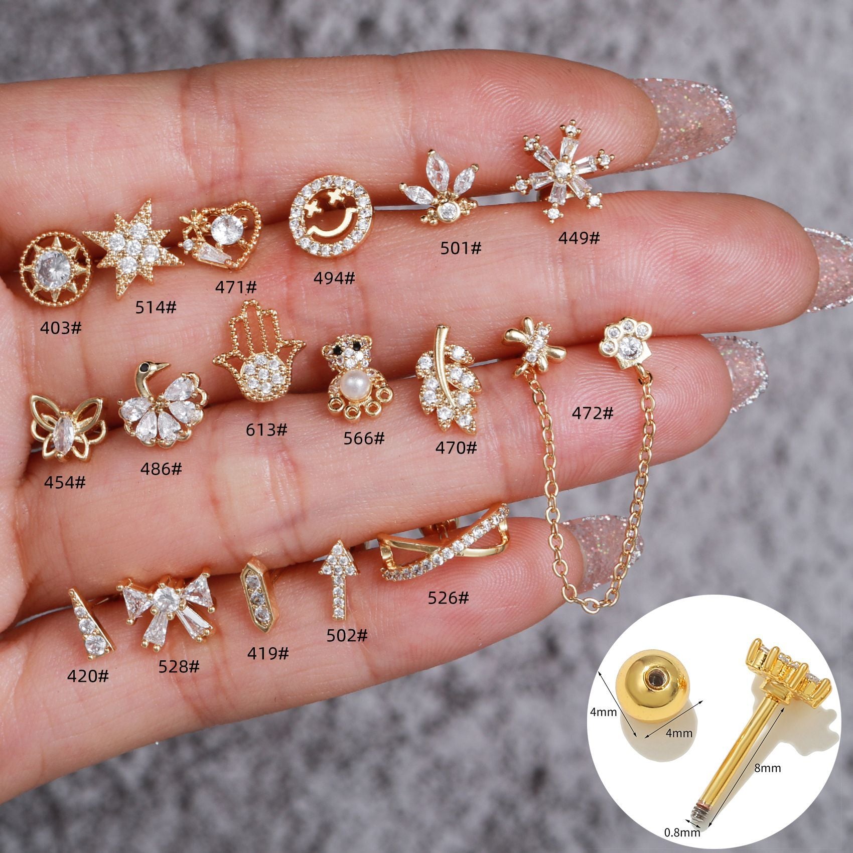 20G Animal Conch Double Piercing Earrings