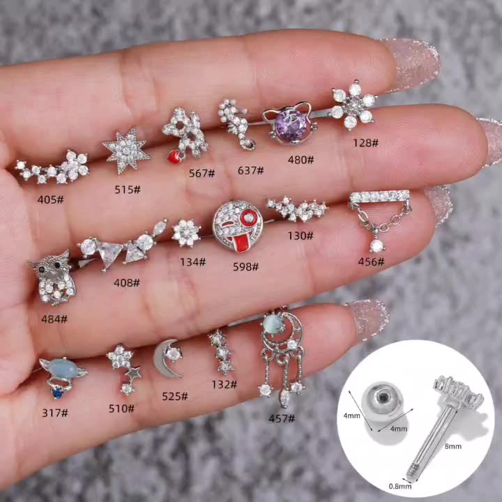 20G Hypoallergenic Owl Daith Helix Studs | EGD0405