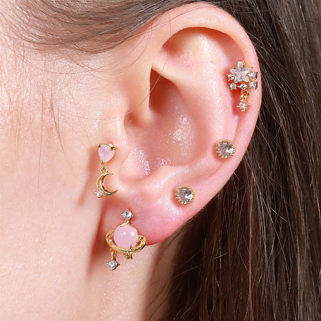 cartilage earrings, piercing jewelry, cartilage piercing, body jewelry, helix piercing, helix earrings, tragus piercing, star earrings