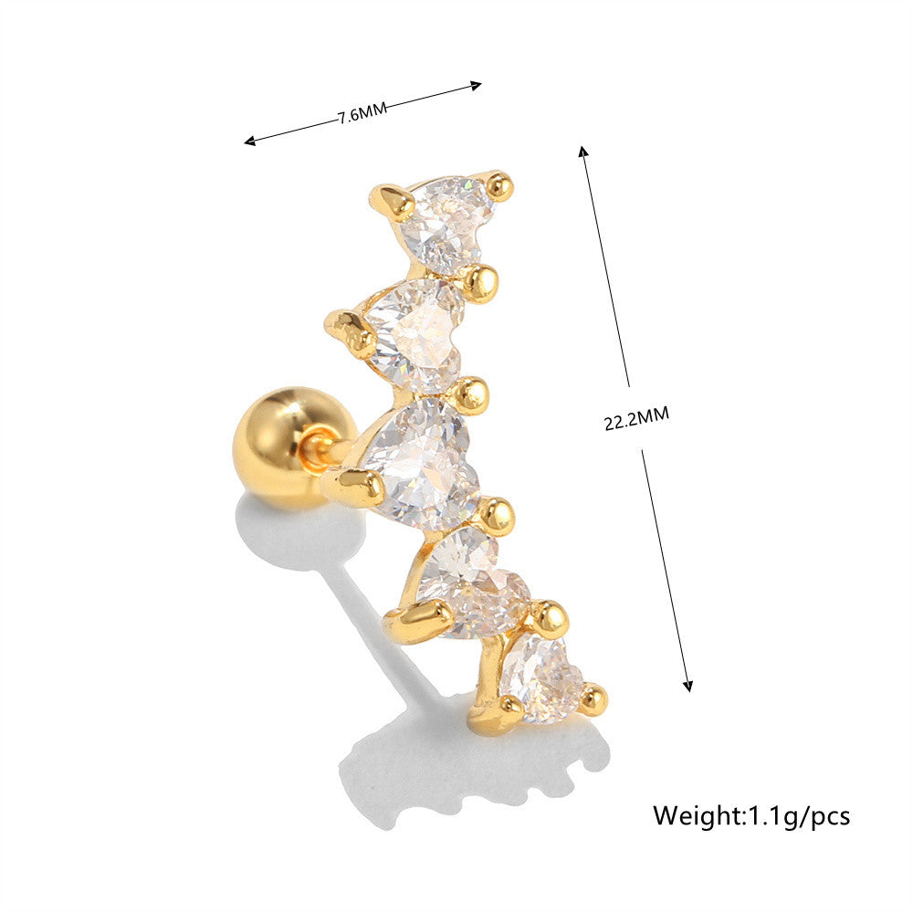 20G Star in a Row Ear Crawler Cartilage Earrings | EGD0498