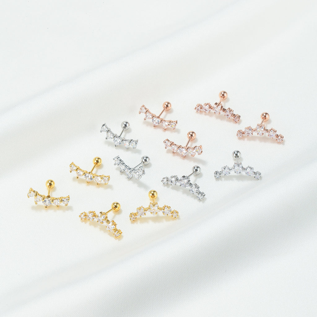 20G Star in a Row Ear Crawler Cartilage Earrings | EGD0498