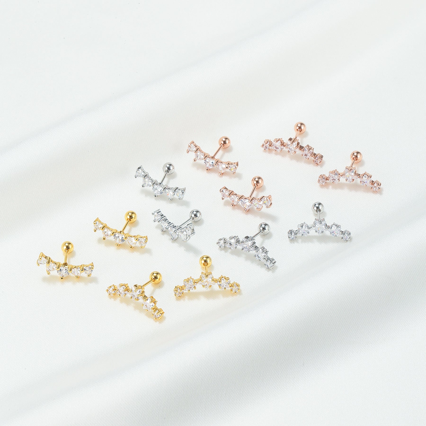 20G Star in a Row Ear Crawler Cartilage Earrings | EGD0498