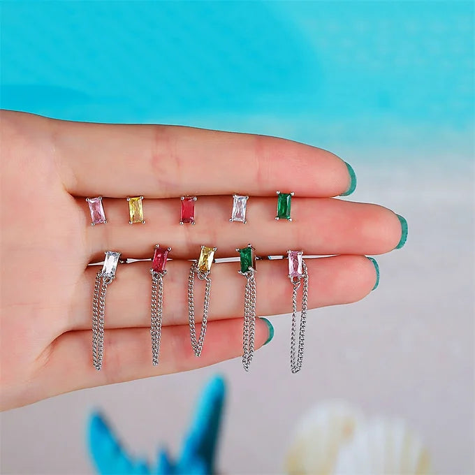 20G Chain Barbell Back Earrings