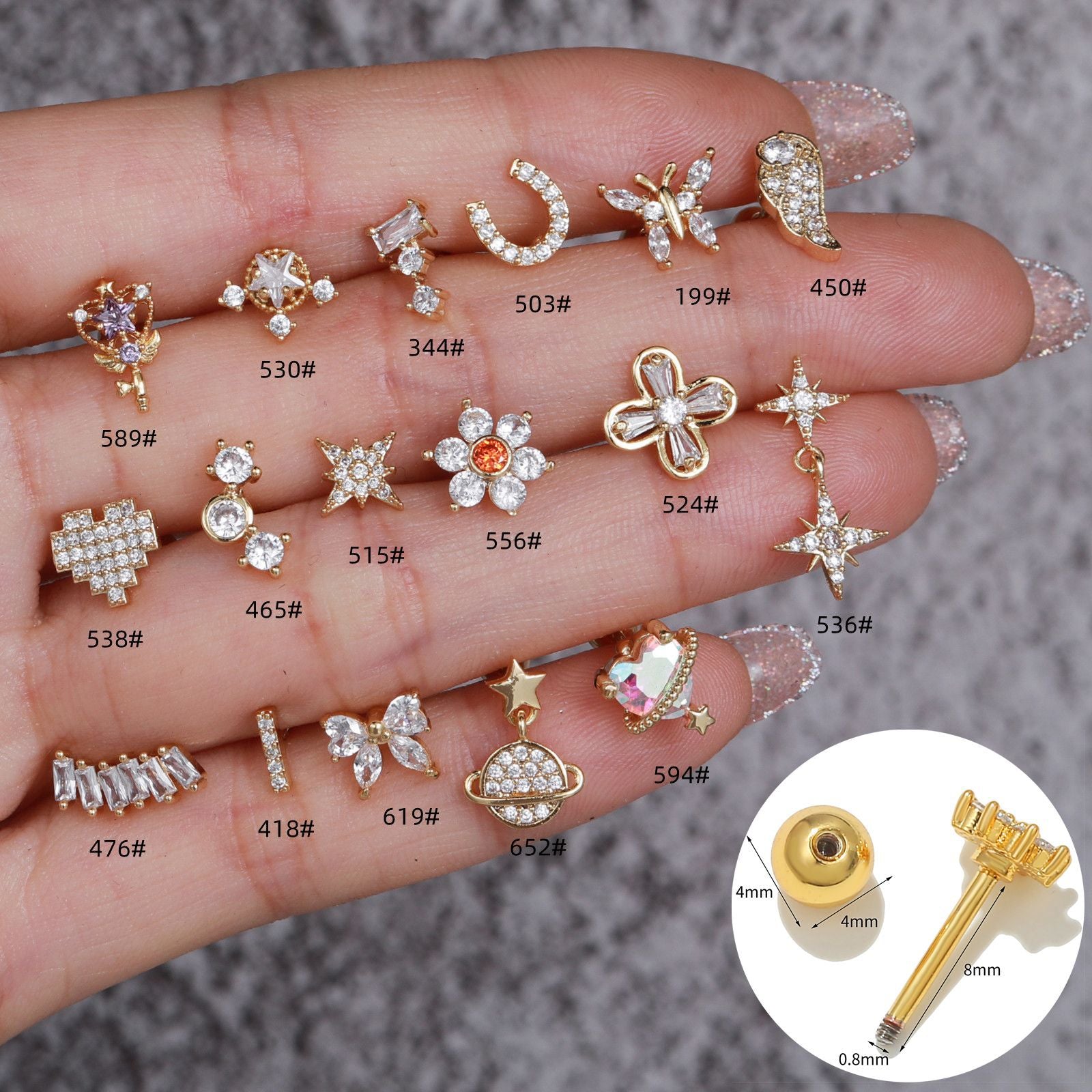 cartilage earrings, piercing jewelry, cartilage piercing, body jewelry, helix piercing, helix earrings, tragus piercing, flower earrings