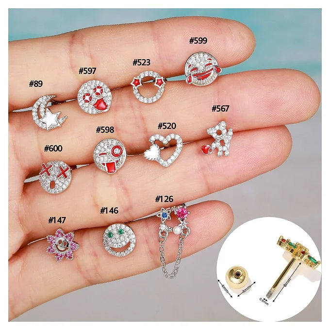 cartilage earrings, piercing jewelry, cartilage piercing, body jewelry, helix piercing, helix earrings, tragus piercing