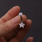14G Surgical Steel Star Navel Button Piercing