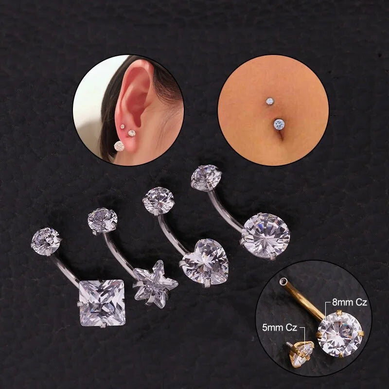 14G Surgical Steel Navel Ring, Gold Navel Button Piercing