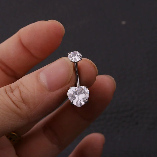 14G Surgical Steel Heart Navel Button Piercing