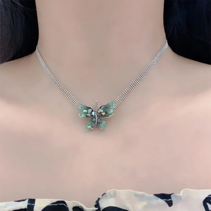 Elegant Crystal Butterfly Necklace