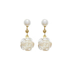 Elegant Flower Pearl Drop Earrings 