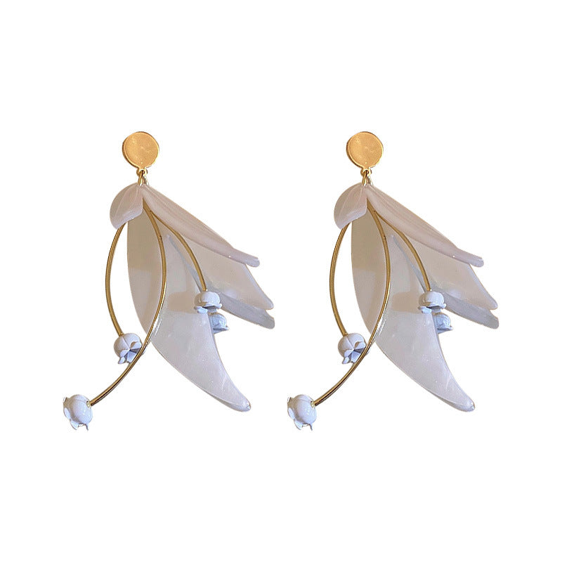 Elegant Flower Petal Drop Earrings 