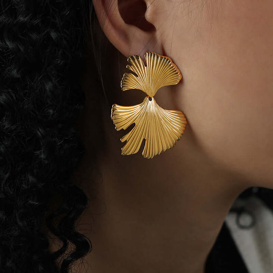 Elegant Gold Ginkgo Leaf Earrings