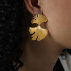 Elegant Gold Ginkgo Leaf Earrings