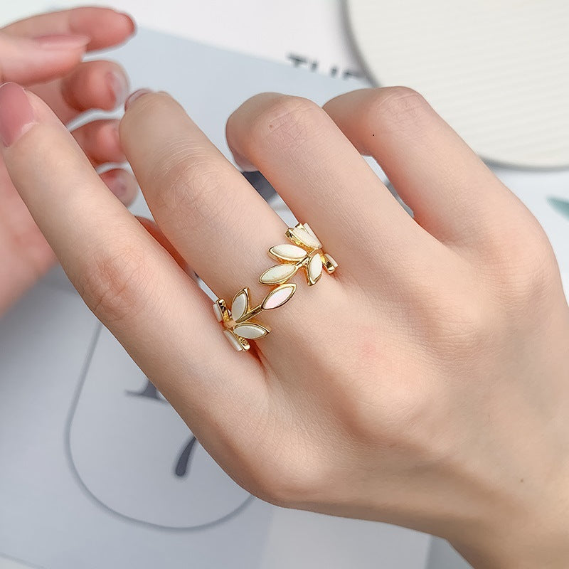 Gold Silver Olive Leaf Vine Ring