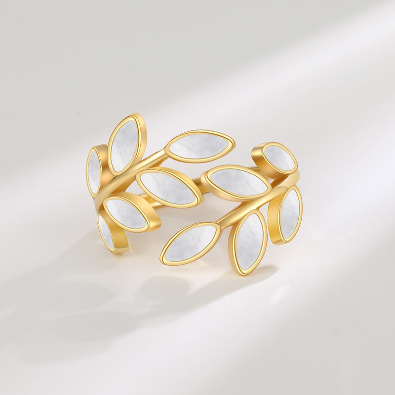 Gold Silver Olive Leaf Vine Ring