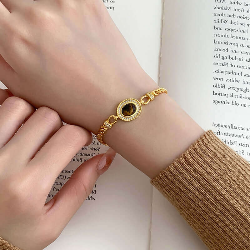 Elegant Gold Plated Stone Diamond Bracelet