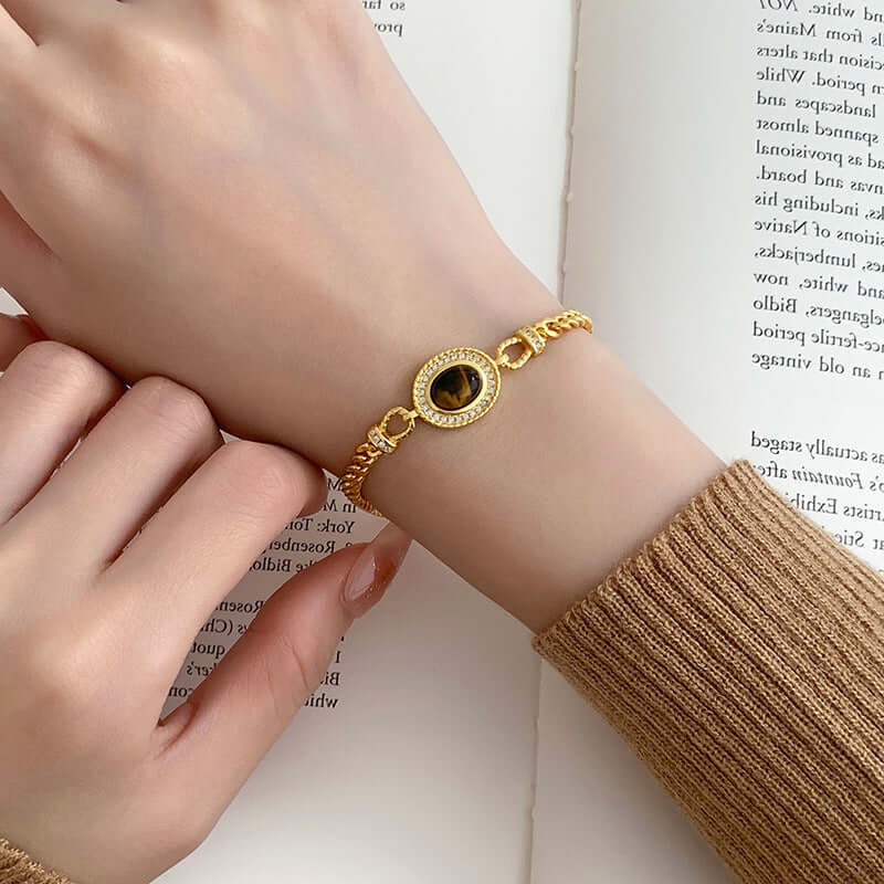 Elegant Gold Plated Stone Diamond Bracelet