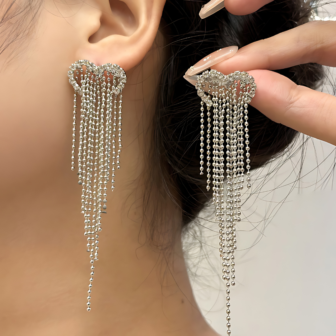 Elegant Open Heart Waterfall Earrings