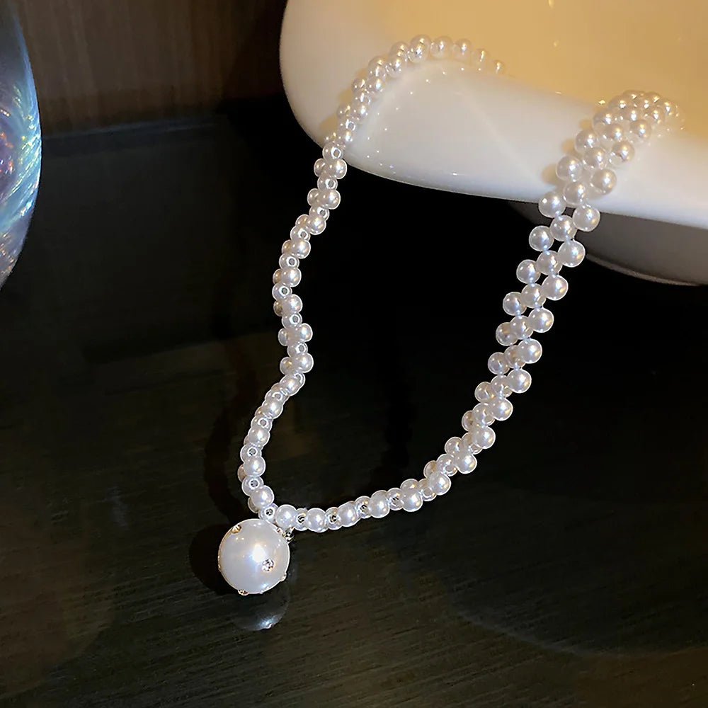 Dainty Elegant Pearl Choker, Pearl Drop Necklace, Pearl Charm | HN1362