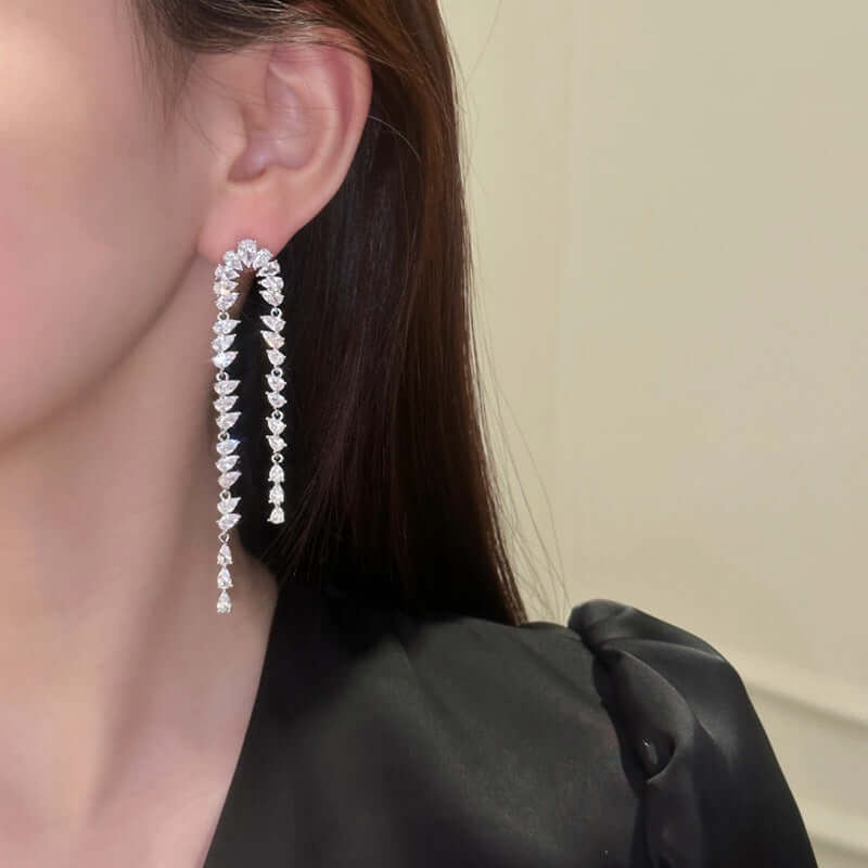 Elegant Teardrop CZ Waterfall Earrings
