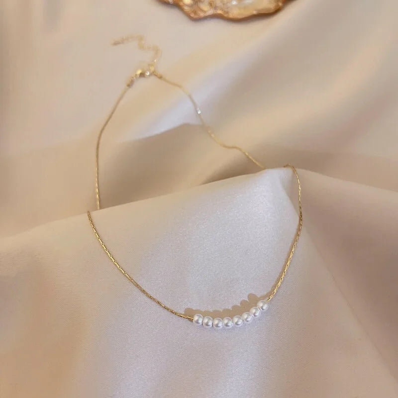 Elegant Tiny Pearl Necklace